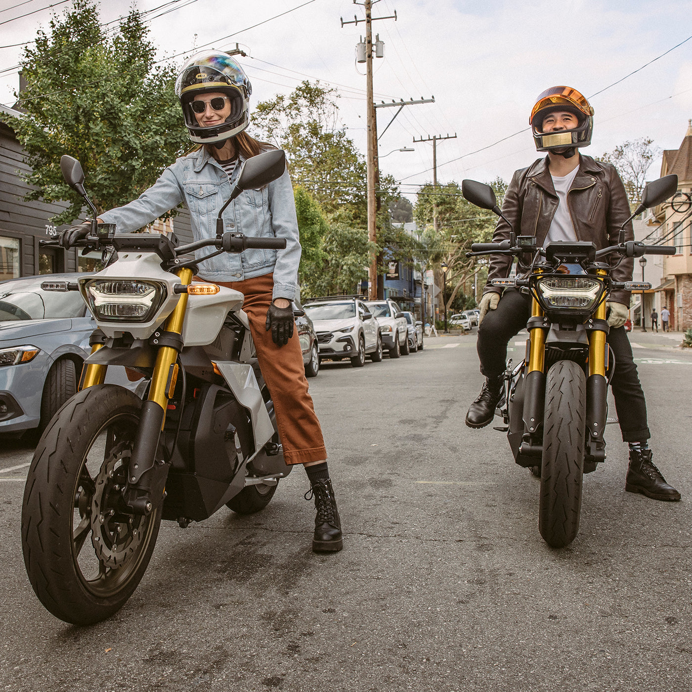 Rider on a Ryvid electric motorcycle representing flexible financing