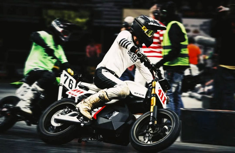 Ryvid rider Thor with his electric motorcycle